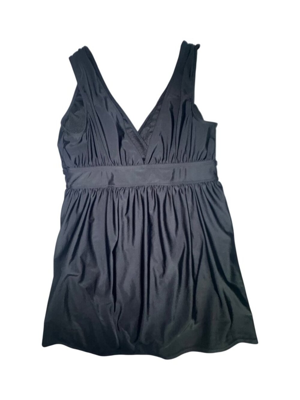 Black Sleeveless One Piece Swimsuit Dress Size L 12/14 - Picture 3 of 8